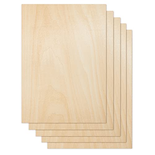 CRAFTIFF Plywood Board Basswood Sheets 1/16 inch, Thin Natural Unfinished Wood for Crafts, Hobby and Model Making – 1.5mm (5 Sheets)