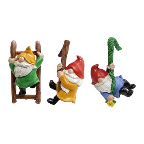3 PCS Climbing Gnomes Tree Faces Decor Outdoor for Yard, Gnomes Statue, Outdoor Fairy Garden Resin Crafts, Flower Pot Landscape Dwarf, Micro Landscape Pendant Ornaments (3 PCS)