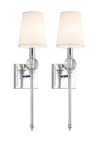 XiNBEi Lighting Chrome Wall Light Sconces Set of 2 with Crystal for Bedroom - color: Chrome
