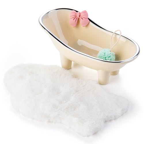 3 Pcs 1:12 Dollhouse Miniature Bathtub, Doll Bathroom Furniture Accessory - color: White