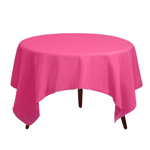 Gee Di Moda Square Tablecloth - 70 x 70 Inch Fuchsia Table Cloth for Medium Square or Round Tables - Heavy Duty Washable Fabric - for Buffet Table, Holiday Party, Dinner, Wedding & Baby Shower - color: Fuchsia, size: 70" x 70" (Square)