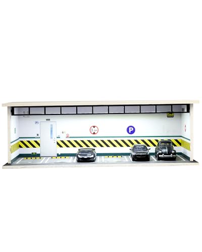 1/64 Scale Display Case Car Garage Moldel, Acrylic Cover Diecast Car Show Case with LED Light 6 Parking Spaces, Hot diecast Wheel Parking Scene (Vehicles Not Included) Underground Parking Lot - size: Underground Parking Lot