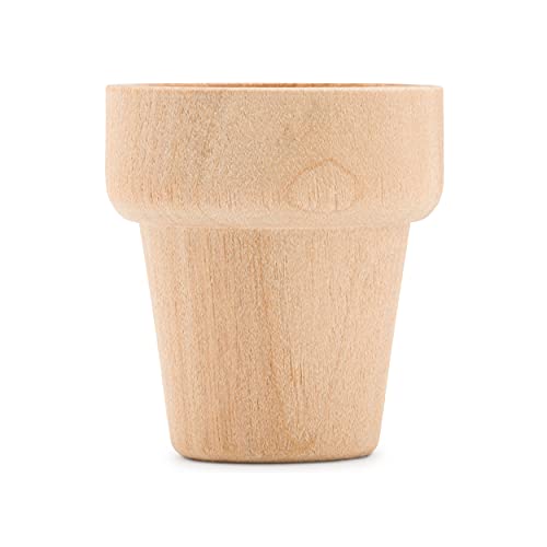 Woodpeckers Small Wooden Flower Pot 1-9/16-inch x 1-1/2-inch, Pack of 24 Wood Craft Flower Planter to Paint - size: 1-1/2 inch