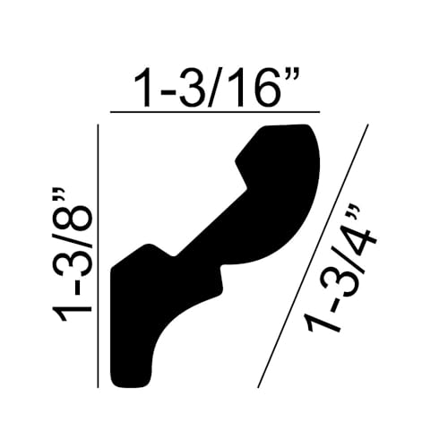 Outwater 10 Pack 48 Inch Crown Moulding (40 Feet in Total), 1-3/4" Face x 1-3/8" High x 1-3/16" Projection – Primed White High Impact Polystyrene Decorative Trim for Walls & Ceilings - size: 1-3/8" x 1-3/16"
