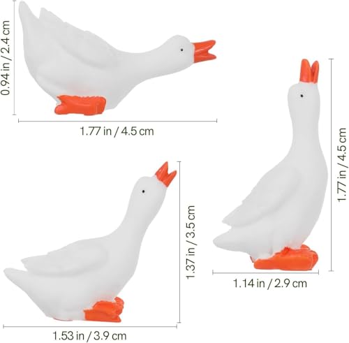 3Pcs Miniature White Goose Figurines, Handcrafted Resin Farm Animal Statues for Fairy Garden Decor,DIY Terrarium and Miniature Landscape Scenes