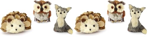 AuldHome Design Woodland Friends Figurines (Set of 3, Fox/Owl/Hedgehog); Forest Animals Decor for Fall, Christmas, Winter and Themed Decor or Parties (Pack of 2) - size: Fox / Owl / Hedgehog (Pack of 2)