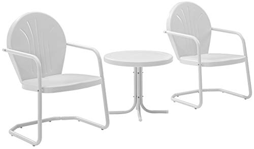 Crosley Furniture Griffith Retro Metal 3-Piece Chair & Side Table Set - color: White