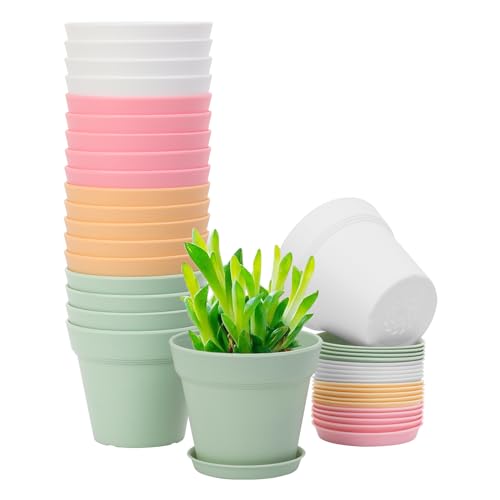 GARDIFE 20 Pack 4 inch Plant pots, planters for Indoor Plants, Flower pots, Color - color: 4-color, size: 4 inch