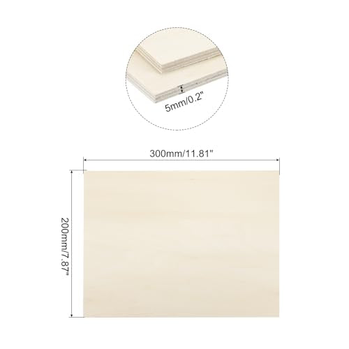 MECCANIXITY 3pcs Basswood Sheet 7.9x12x3/16 Inch Unfinished Wood Boards - size: 7.9 x 12 x 3/16 Inch