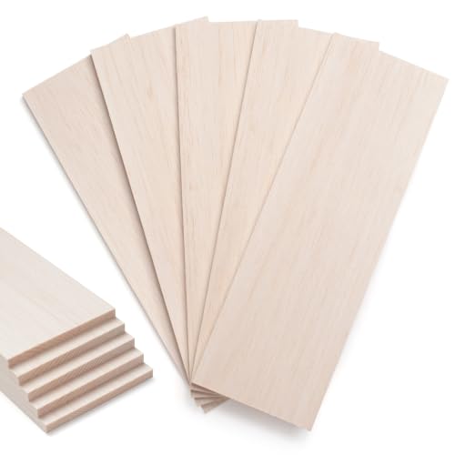 Balsa Wood Sheets 5/16" Thick, 5 PCS 12" x 4" Wooden Planks for Crafts - size: 12″x4″x5/8″ - 5PCS