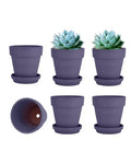 vensovo 4 Inch Purple Terracotta & Clay Pots with Saucer, 6 Pack - color: Purple