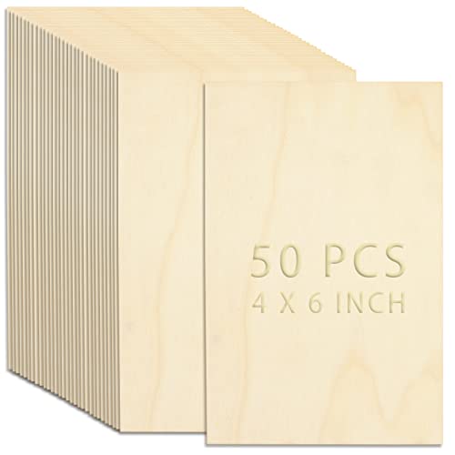 50 Pack 4 x 6 Inch Unfinished Wood Sheets for Crafts - size: 4 x 6Inch-50PCS