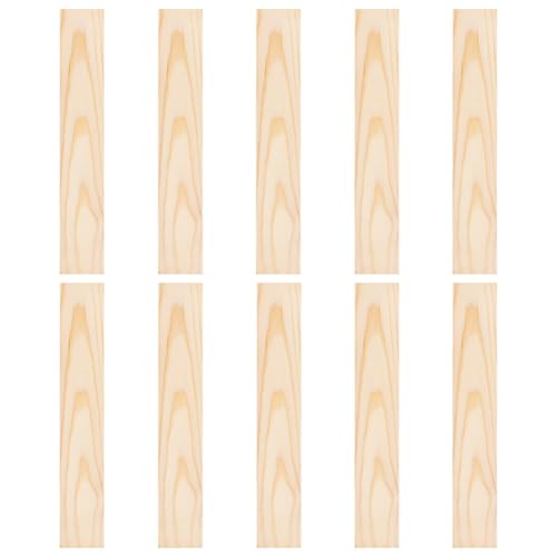 BENECREAT 10pcs Unfinished Wood Blocks, 10 x 1.5inch Rectangle Pine Wood Board, 5.5mm Thick Sheets Carving Blocks for Arts Crafts DIY, Paintings Panel