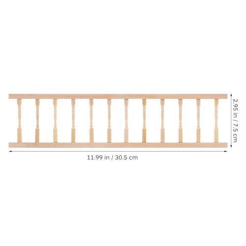 Toddmomy 2pcs 1/12 Scale Dollhouse Railing, Miniature Wooden Banister Handrail for Stair Porch Decor, DIY Mini Furniture Accessory for Kids Pretend Play (12 x 2.95 x 0.27 Inch)