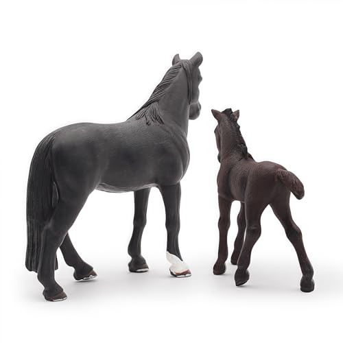 Gemini&Genius Horses Toy for Kids, Horse Farm Animal Stallion with Cub Toys - color: C-black Horses