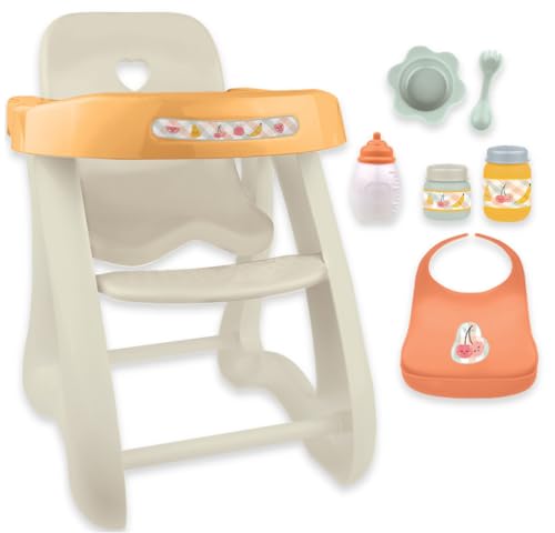 JC Toys - for Keeps Playtime! | Baby Doll High Chair | Fits Dolls up to 17" | Sturdy High Chair and Play Accessories | Ages 2| Earth Tone Colors - color: Neutral Beige High Chair