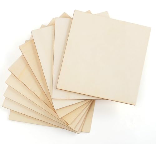 ilauke Wood Squares 5x5, 50Pcs Unfinished Plywood Wood Sheets 1/8 - size: 5 x 5 inches
