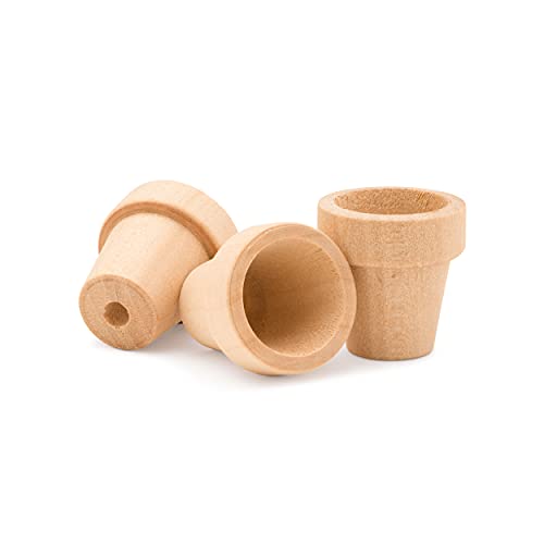 Woodpeckers Small Wooden Flower Pot 1-9/16-inch x 1-1/2-inch, Pack of 24 Wood Craft Flower Planter to Paint - size: 1-1/2 inch