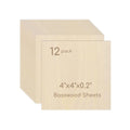 12 Pack Plywood Sheets, 4" x 4"x 0.2" Basswood Sheets - color: 12 Pack, size: 4" x 4"x 0.2"