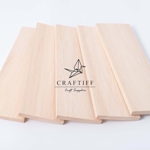 Balsa Wood Sheets 1/2" Inch Thick 12" x 4" Unfinished Wooden Board by Craftiff (5 Pack)