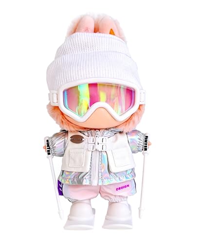 17cm Doll Clothes & Accessories Set for Labubu, White Ski Outfits - color: White