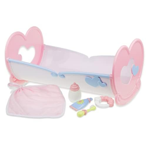 JC Toys Baby Doll Rocking Crib for Keeps Playtime! | Fits Dolls up to 15" | Includes Bed Time Accessories | Ages 2+, Pink - color: Pink/White Rocking Crib