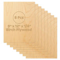 8 Pcs Baltic Birch Plywood Sheets, 9" x 12" x 1/4" Birch Wood Board, 6mm Unfinished Birch Wood Sheets for Laser Cutting, Laser Engraving, Wood Burning, Crafts Making