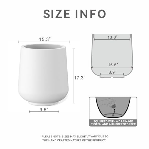 Kante Large Round Curved White Concrete Planter 16.5" Dia, Outdoor - color: Pure White, size: 15.3" D