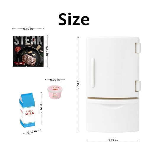 Family Dollhouse Refrigerator Set — Mini Fridge with Opening Doors, Interior Shelves, Milk Carton, Yogurt Tub, Ice Cream Cups & Topping Jars — Dollhouse Furniture & Accessories for Ages 3+ - style: Refrigerator Set