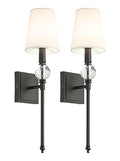 XiNBEi Lighting Black Bathroom Sconces Set of 2 with Crystal Ball Accent - color: Matte Black