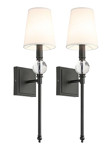 XiNBEi Lighting Black Bathroom Sconces Set of 2 with Crystal Ball Accent - color: Matte Black