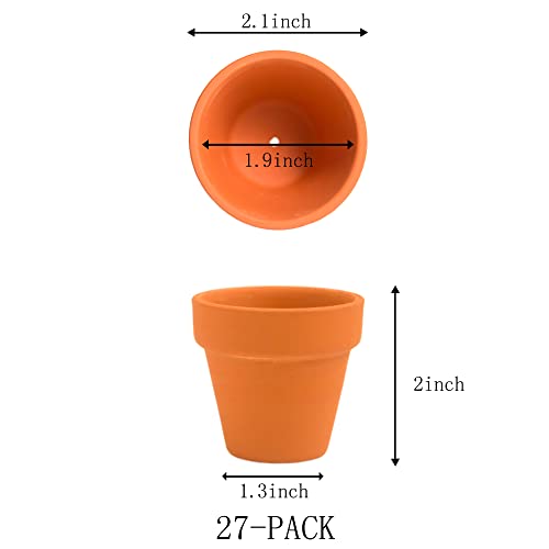 Fcacti 27 Pcs Small Mini Clay Pots 2.1'' Terracotta Pot Clay Ceramic Pottery Planter Cactus Flower Pots Succulent Nursery Pots- Great for Window Boxes, Cactus, Plants, Crafts, Wedding Favors - color: Terracotta