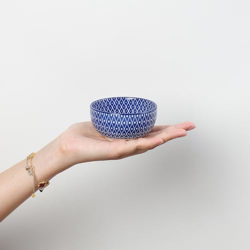 Selamica Ceramic 4 OZ Dipping Bowls Set, 3.5 Inch Mini Bowls for Dipping, Side Dishes, Microwave Dishwasher Safe, Set of 6, Vintage Blue - color: Vintage Blue, size: 3.5 Inch