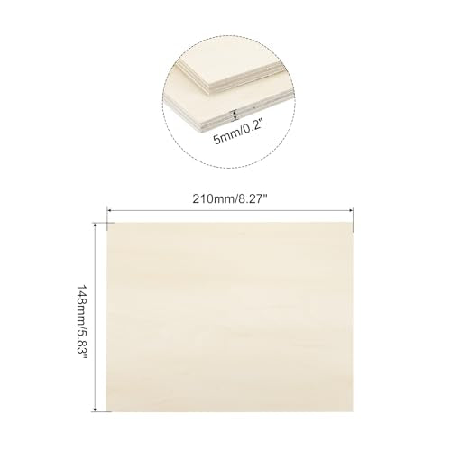 MECCANIXITY 3pcs Basswood Sheet 6x8x3/16 Inch Unfinished Wood Boards - size: 6 x 8 x 3/16 Inch