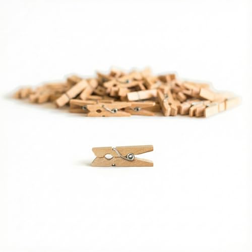 LWR CRAFTS Wooden Mini Clothespins 100 Per Pack 1" 2.5cm (Natural) - color: Natural