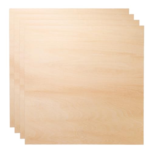 HARFINGTON 4pcs 3mm Basswood Plywood Sheet 18"x18"x1/8" Thin Plywood Board - size: 18"x18"x1/8"(3mm Thick)
