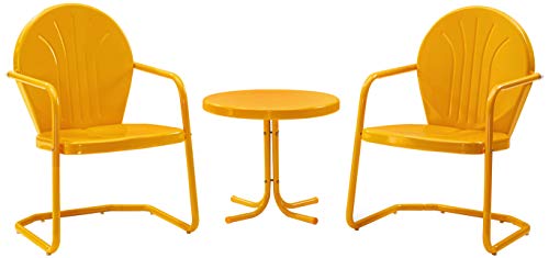 Crosley Furniture Griffith Retro Metal 3-Piece Chair & Side Table Set - color: Tangerine
