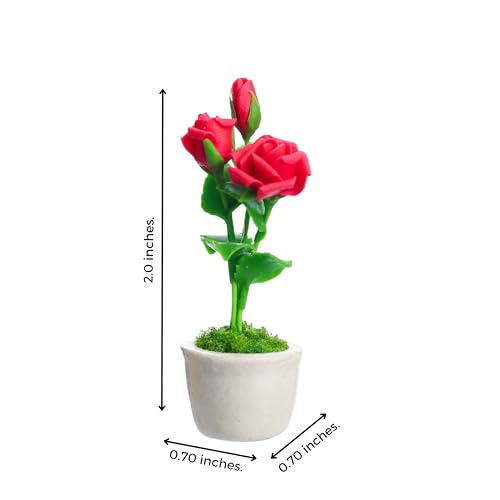 5 Miniature Roses Fridge Tiny Magnets Flower Clay Pots Collection Set Ceramic Plants Scale 1:12 For Gifts Home Office Kitchen Decoration