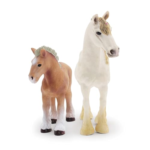 Gemini&Genius Horses Toys for Kids, Farm Horse with Cub Farm Animal Playset - color: A-white Mare and Pony