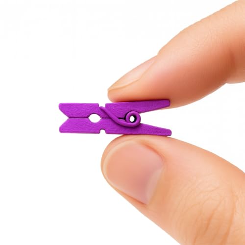 LWR CRAFTS Wooden Mini Clothespins 100 Per Pack 1" 2.5cm (Purple) - color: Purple
