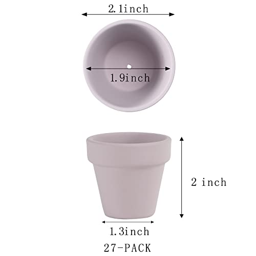 Fcacti 27 Pcs Small Mini Pink Clay Pots 2.1'' Terracotta Pot Clay Ceramic Pottery Planter Cactus Flower Pots Succulent Nursery Pots- Great for Window Boxes, Cactus, Plants, Crafts, Wedding Favors - color: Pink,white