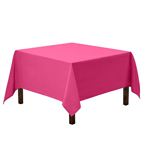 Gee Di Moda Square Tablecloth - 70 x 70 Inch Fuchsia Table Cloth for Medium Square or Round Tables - Heavy Duty Washable Fabric - for Buffet Table, Holiday Party, Dinner, Wedding & Baby Shower - color: Fuchsia, size: 70" x 70" (Square)