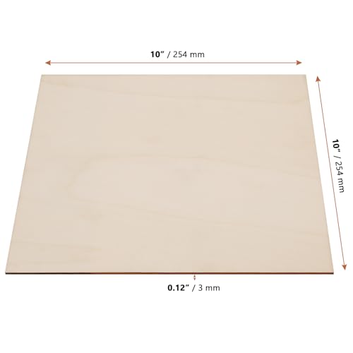 LEXININ 20 Pack 10 x 10 x 1/8 Inch Square Wood Sheets, 3mm Craft Wood Plywood Sheets, Thin Wooden Sheet Squares for Crafts