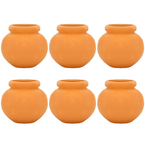 ONEST 6 Pieces Miniature Tiny Clay Pots Mini Flower Pottery Planter for DIY Garden Plants Office Home Decoration - color: 6 Pieces