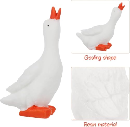3Pcs Miniature White Goose Figurines, Handcrafted Resin Farm Animal Statues for Fairy Garden Decor,DIY Terrarium and Miniature Landscape Scenes