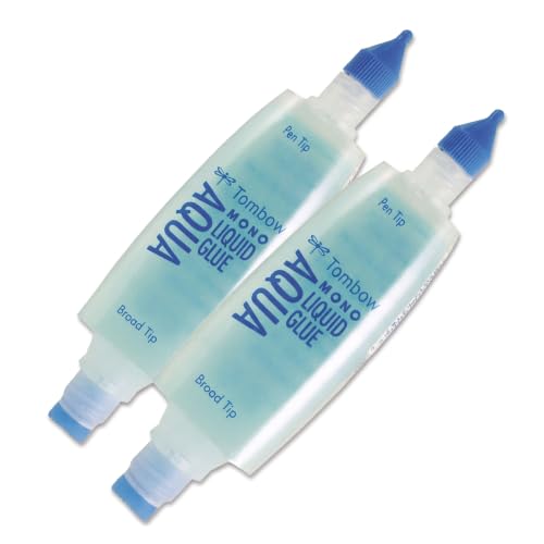 Tombow 52180 Mono Aqua Liquid Glue, 1.69 Ounce, Dual Tip Dispenser for Precise to Full Coverage Application that Dries Clear, (Pack of 2) - size: 1 Count (Pack of 2)
