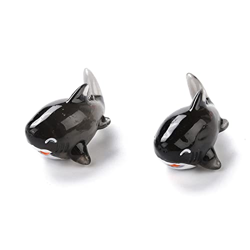 Stiesy 20 Pcs Miniature Black 3D Shark Resin Figures Realistic Marine Animal Decor for Micro Landscaping, Fairy Garden Accessories and DIY Craft Supplies - color: Black Shark-20pcs