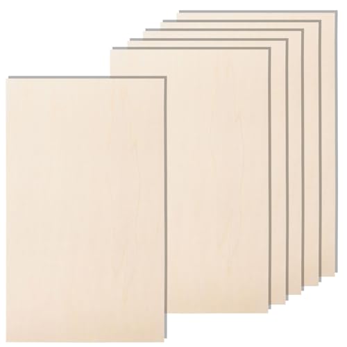6 Pack 12 x 20 x 1/4 Inch-6mm Thick Basswood Sheets for Crafts Unfinished Plywood Sheets Boards Square Crafts Wood Sheets for DIY Laser Projects, Wood Burning, Engraving, Staining, Architectural Mode - size: 12 x 20 x 1/4 Inch