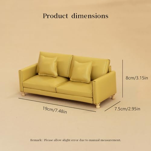 1:12 Dollhouse Leather Double Sofa&Pillows, Living Room Accessories Decor - color: Pink