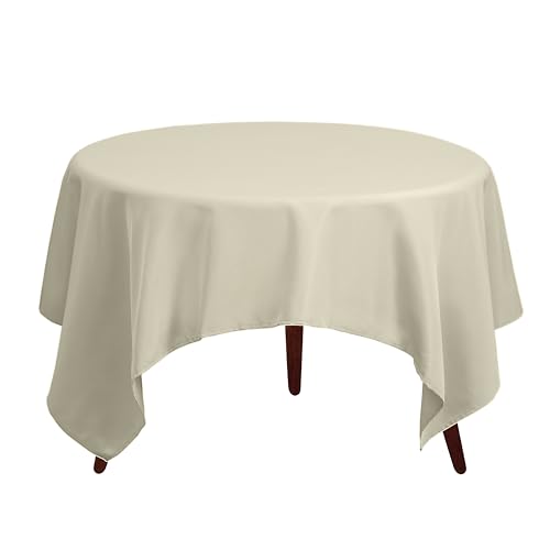 Gee Di Moda Square Tablecloth - 52 x 52 Inch Ivory Table Cloth for Small Square or Round Tables - Heavy Duty Washable Fabric - for Buffet Table, Holiday Party, Dinner, Wedding & Baby Shower - color: Ivory, size: 52" x 52" (Square)